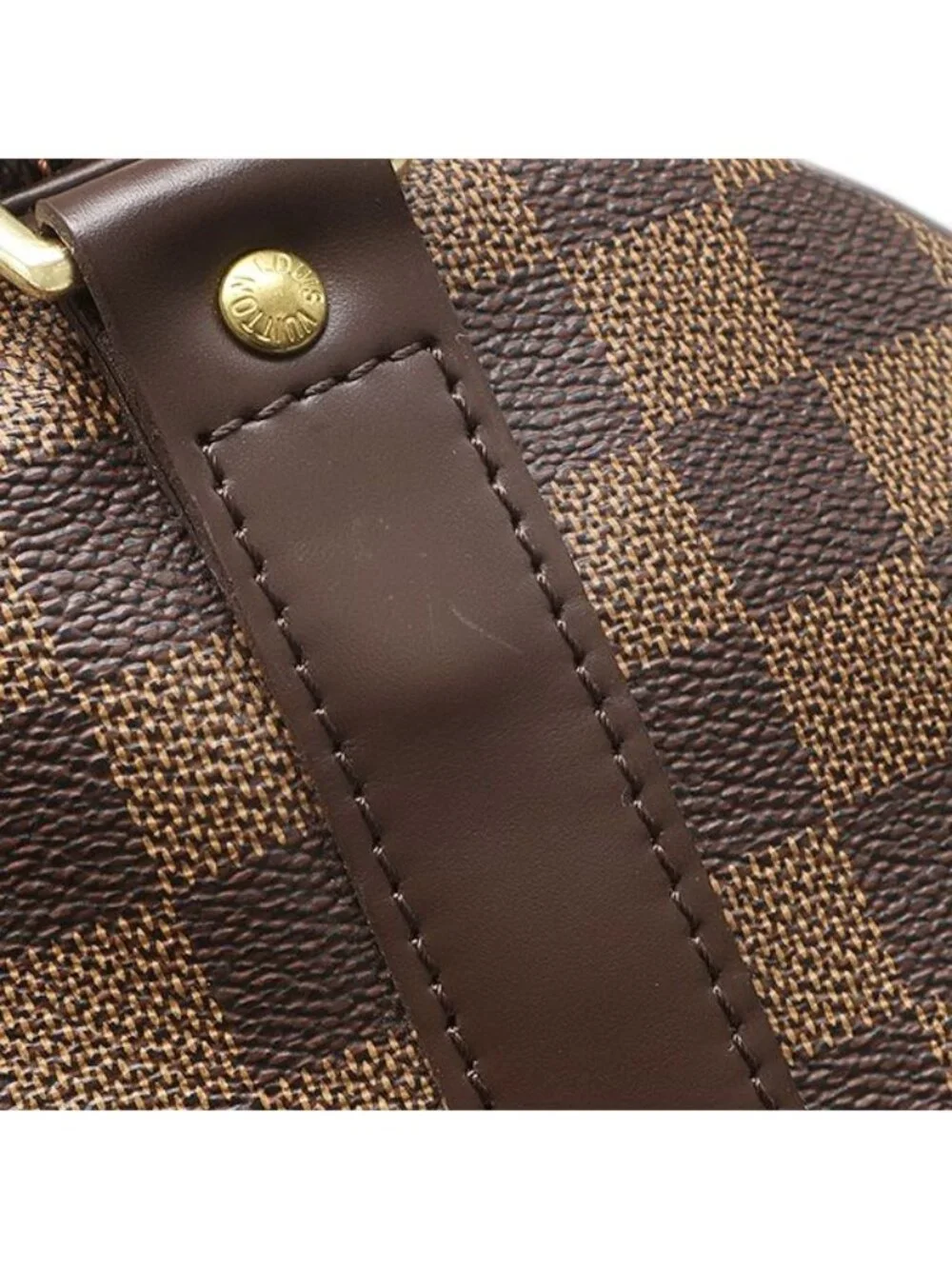 Louis Vuitton Boston Bag Keepall Bandouliere 55 Damier Canvas Ebene Gold Brown